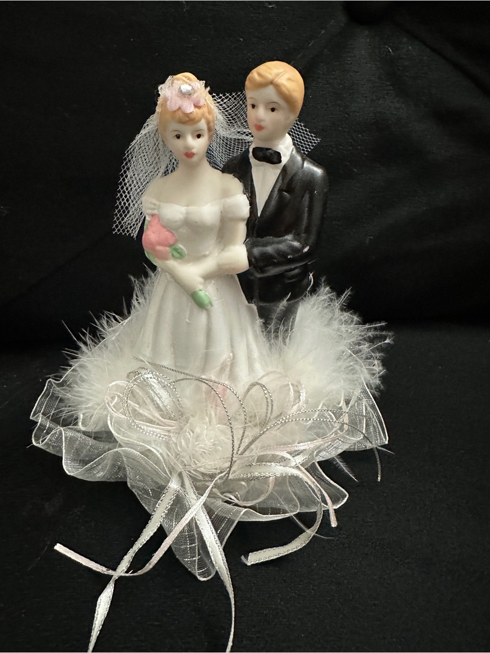 Retro/Vintage Bride & Groom Wedding Cake Topper 5” Tall Bridal Keepsake